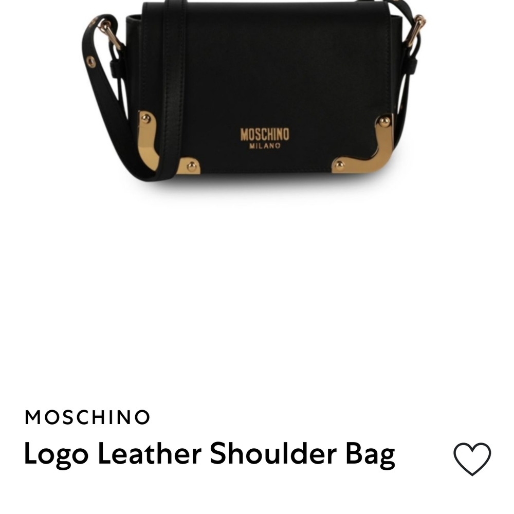 Moschino Black and Gold Leather Crossbody Bag